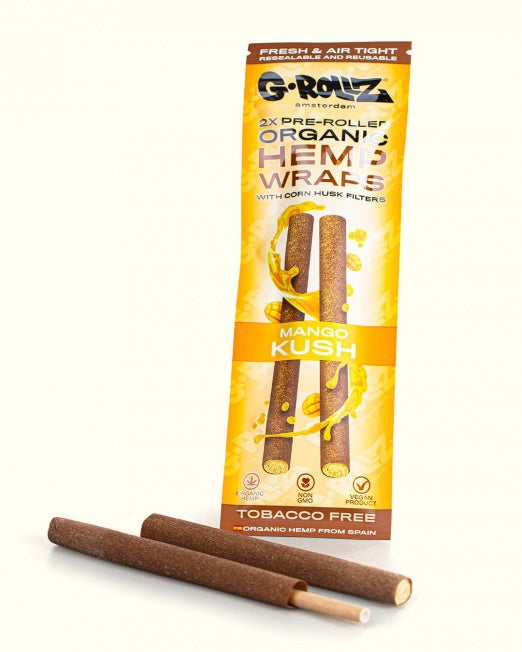 G-ROLLZ Mango Kush Pre-Rolled Organic Hemp Blunt Wraps 2 Pack